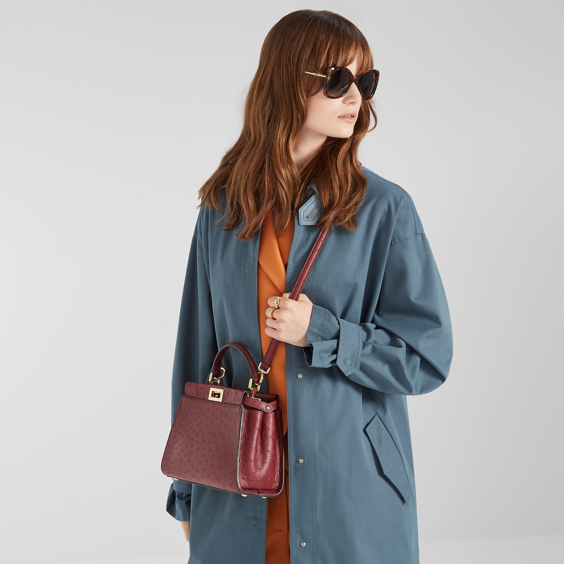 FENDI Peekaboo Mini Burgundy ostrich skin bag - Image 2